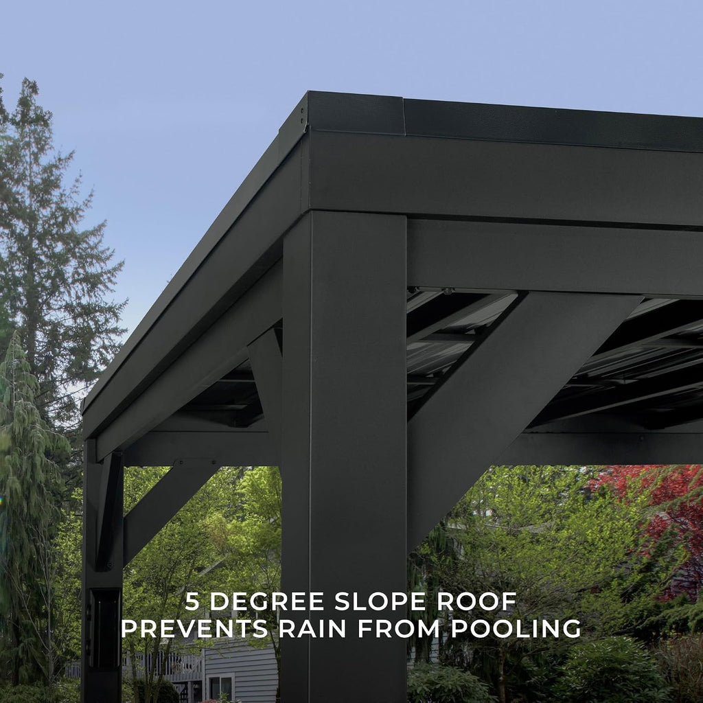 Backyard Discovery Stonebridge 20' x 9.5' Galvanized Steel Outdoor Gazebo Pavilion with Hardtop Slope Roof, Snow Load Support, Wind Resistance, PowerPort, Shade for Garden, Patio, Deck, Entertaining