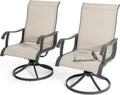 NUU GARDEN Patio Swivel Chairs Set of 2, Outdoor Dining Chairs with Armrests, Swivel Textilene Patio Dining Chair for All Weather, with Metal Frame, for Garden, Backyard, Deck, Poolside, Beige