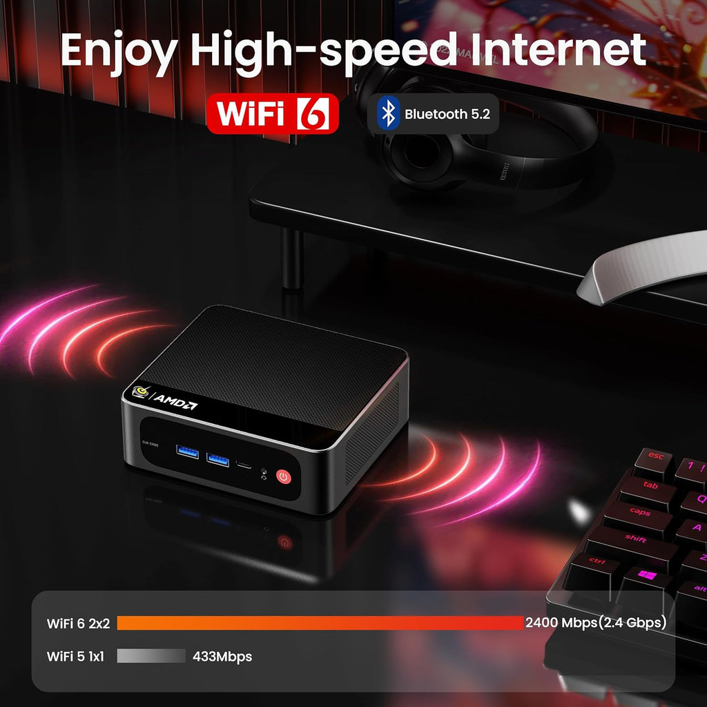 Beelink Mini PC, SER5 Pro 5625U AMD Ryzen 5 (Up to 4.3GHz) 16GB DDR4 480GB M.2 SSD Mini Desktop Computer, 2.5Gbps LAN, Wifi6/BT5.4,HDMI/DP/Type-c/4K Triple Display Micro PC