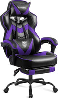 Vonesse Gaming Chair, High Back Gaming Chair with Footrest and Massage, Gaming Chairs for Adults with Pocket Spring Cushion, Big and Tall Reclining Computer Chair with Lumbar Support (Purple/Black)
