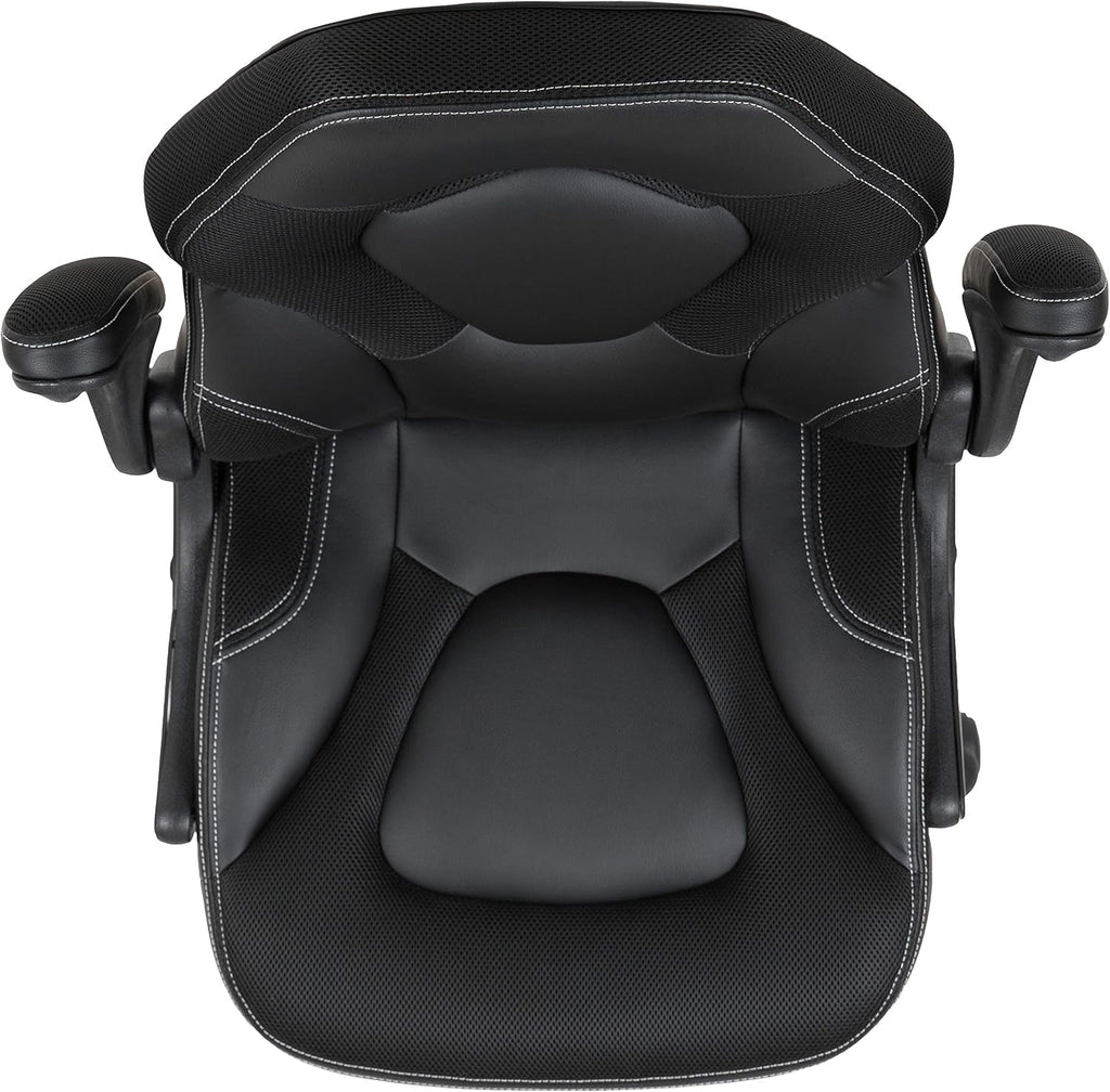 Flash Furniture X10 High-Back LeatherSoft Racing Style Gaming Chair with Flip-Up Arms, Ergonomic Padded Swivel Computer Chair, Black