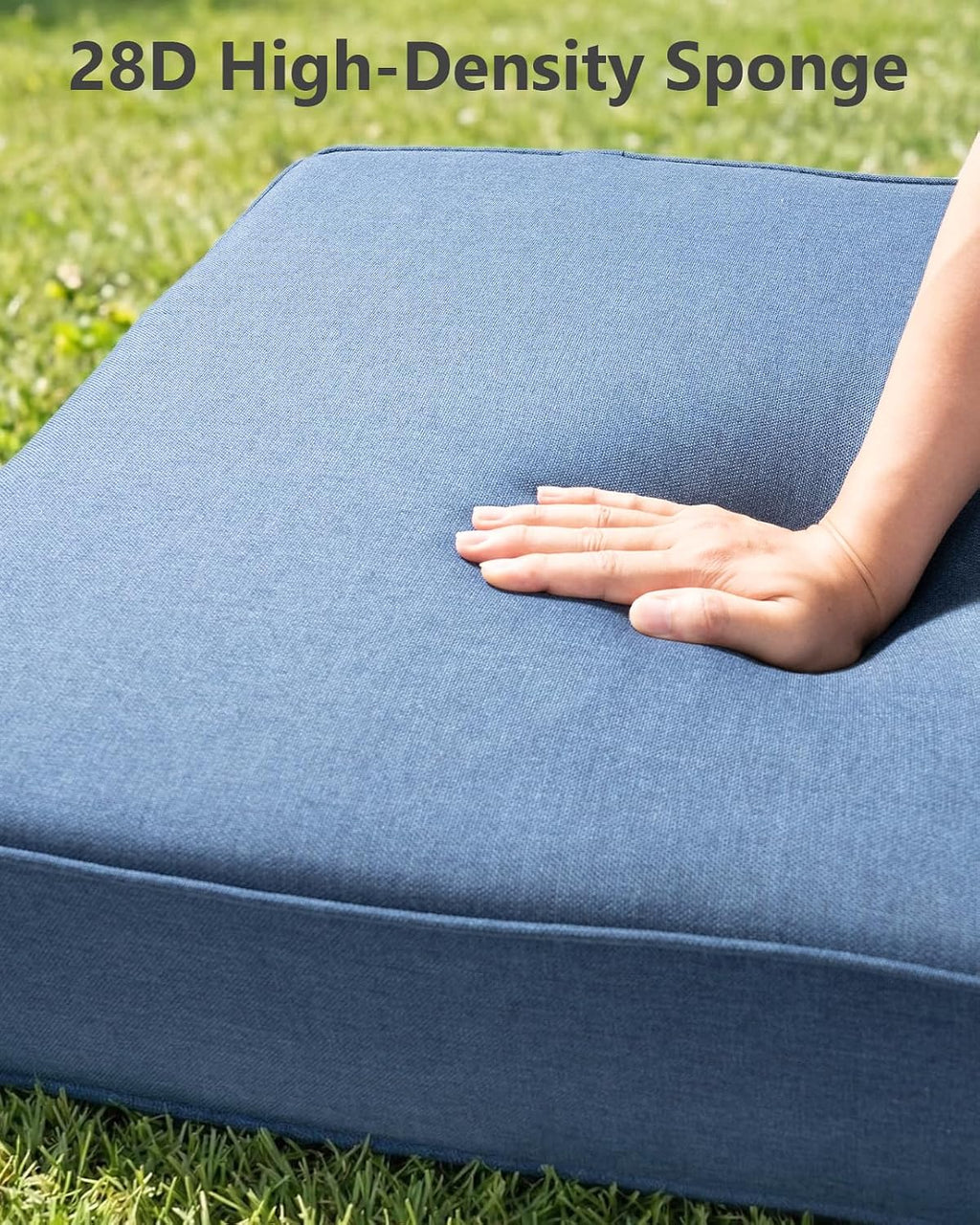 6' Thick Outdoor Cushion, 24*24*6' Patio Furniture Cushions with Waterproof Patio Furniture Cushions with Removable Cover, 28D High Density Patio Cushion for Outdoor Furniture, Blue-4pcs