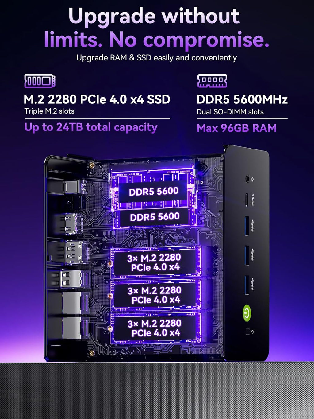 GMKtec K15 AI Mini PC Oculink Intel Ultra 5 125U 32GB DDR5 512GB SSD, Desktop Computer AI Boost, 3X M.2 2280 Storage Expansion, Dual NIC 2.5GbE, HDMI 2.1, USB4