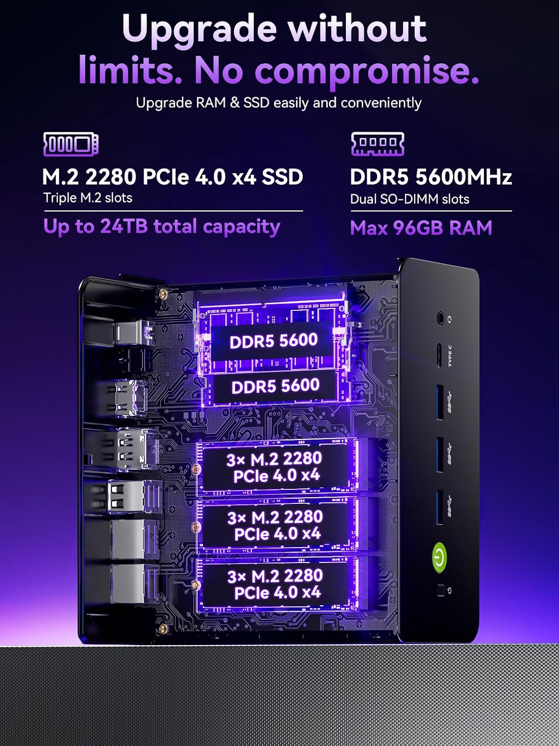 GMKtec K15 AI Mini PC Oculink Intel Ultra 5 125U 32GB DDR5 512GB SSD, Desktop Computer AI Boost, 3X M.2 2280 Storage Expansion, Dual NIC 2.5GbE, HDMI 2.1, USB4