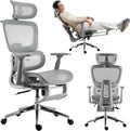Mesh Ergonomic Office Chair with Footrest, High Back Mesh Gaming Chair with Lumbar Support, Adjustable Headrest and Armrests for Home Office Desk Chair (Modern, Grey)