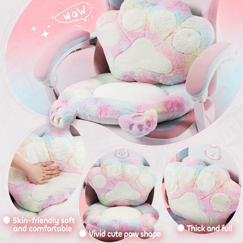 Gaming Chair Cute with Cat Ears Paw Lumbar and Cushion,Ergonomic Computer Chair with Footrest,Reclining PC Game Chair for Girl Computer Chair 300lbs for Adult Colours