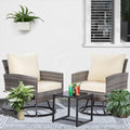 FHFO Outdoor Swivel Patio Chairs Set of 2, 3 Pieces Outdoor Wicker Apartment Balcony Furniture Sets with Thick Cushions,Rattan Table and Chairs Set of 2 Coffee Table for Porch Backyard-Beige