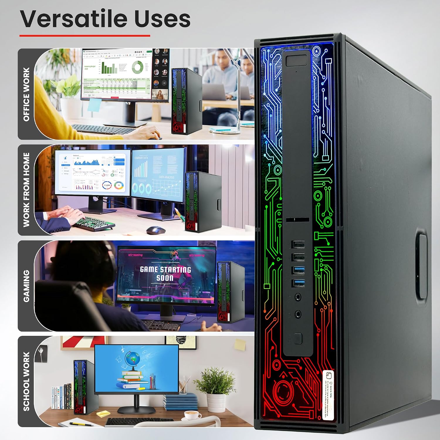 BTO HP G2 RGB Gaming Desktop PC – Intel i5 6th Gen Processor – 16GB Ram – 1TB SSD – NVIDIA GeForce GTX 1050 Ti DDR5 – 24-inch Monitor – Wi-Fi – Windows 11 Pro – Computer Tower for PC Gamer (Renewed)