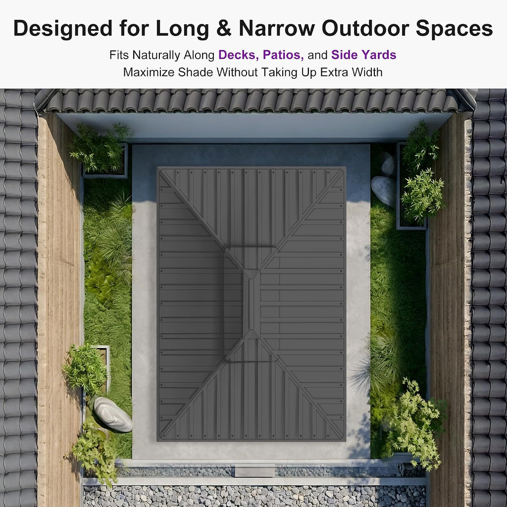 PURPLE LEAF 8' X 12' Permanent Hardtop Aluminum Gazebo with Double Galvanized Steel Roof Removable Netting Curtains and Ceiling Hooks for Patio Lawn Backyard Deck Garden Grey