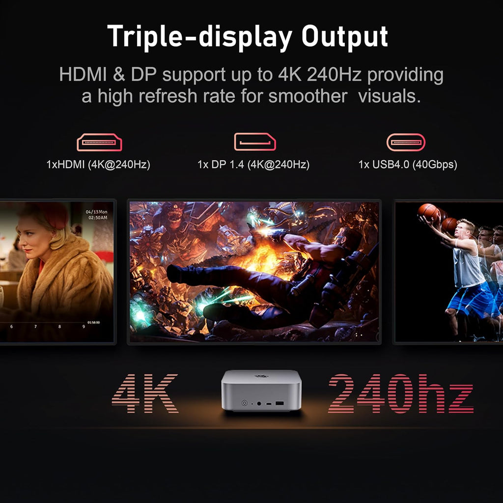 Beelink Mini PC SER9 Pro AMD Ryzen 7 255 (8C/16T,4.9GHz),24G LPDDR5X 6400MT/s 500G PCIe4.0 Mini Computers, Radeon 780M Gaming PC, 4K 240Hz Triple Display,2.5G LAN/Built-in MIC/Dual Speakers/Al Voice