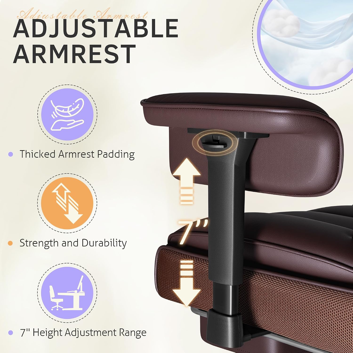 Furmax Big and Tall Office Chair, High Back Gaming Chair with Footrest for Heavy People, 400LBS Ergonomic Comfy Office Chair with Adjustable Armrests for Home Office (Brown)