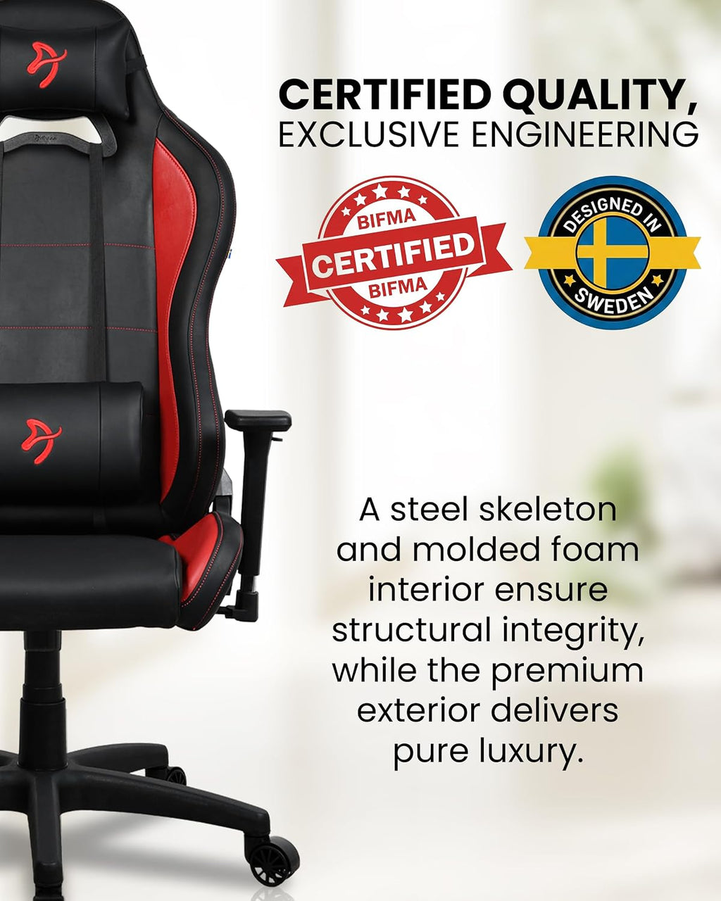 Arozzi Torretta Gaming Chair - Soft PU Ergonomic Gaming Chair for Adults Adjustable Backrest with Neck & Lumbar Pillows - Swedish Design Home Office Setup Professional Computer Chairs, Red