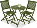 Best Choice Products 3-Piece Acacia Wood Bistro Set, Folding Patio Furniture for Backyard, Balcony, Deck w/ 2 Chairs, Round Coffee Table, Teak Finish - Olive