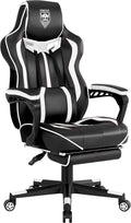 Vonesse Gaming Chair with Footrest,Reclining Computer Gaming Chair for Adults,Big and Tall Gamer Chair with Massage,Ergonomic High Back (White/Black)