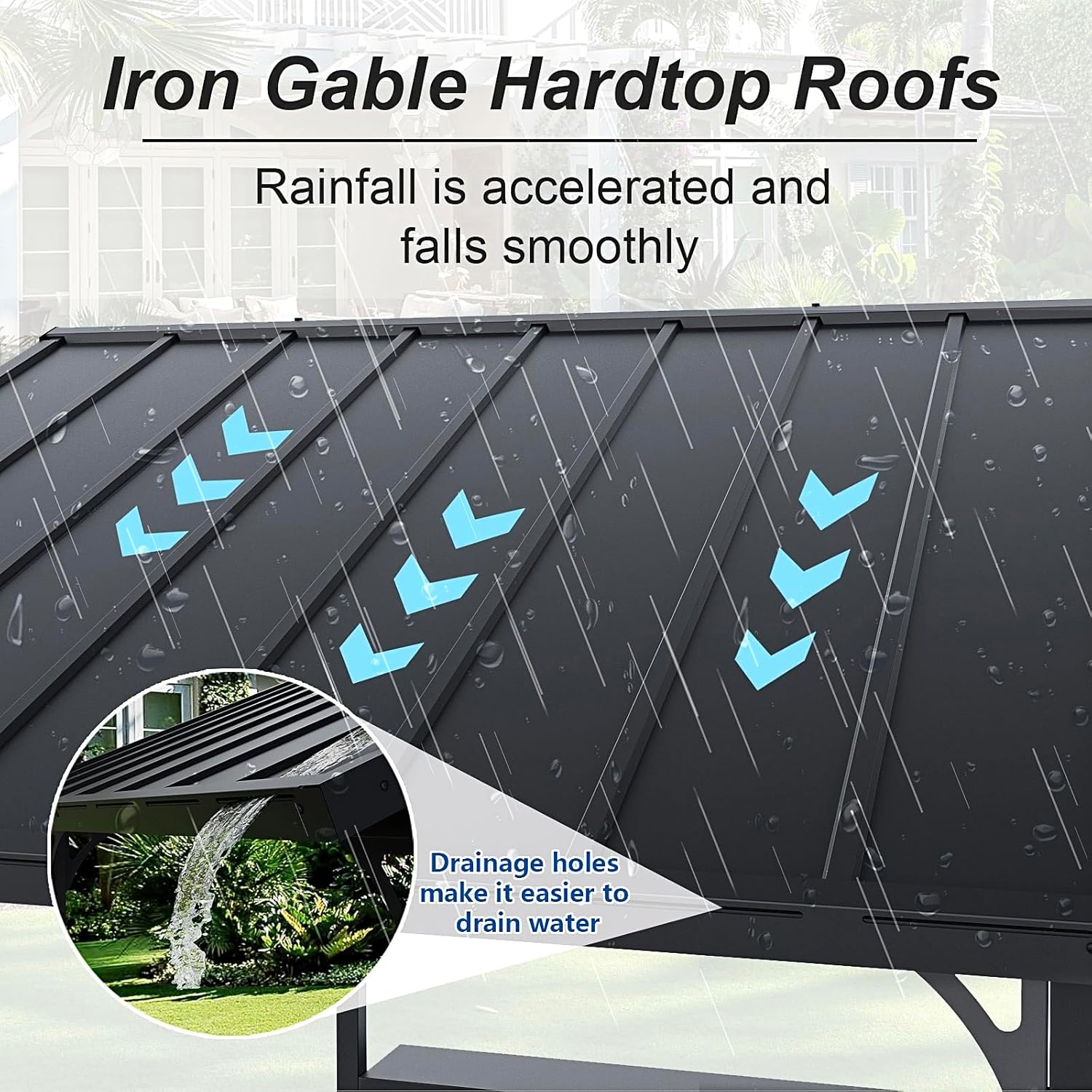 Gotland 8' x 5' Grill Gazebo, Outdoor Metal BBQ Gazebo with Triangular Structure Roof & Drainage Holes, Grill Canopy with 2 Side Shelves, for Deck Lawn Backyard