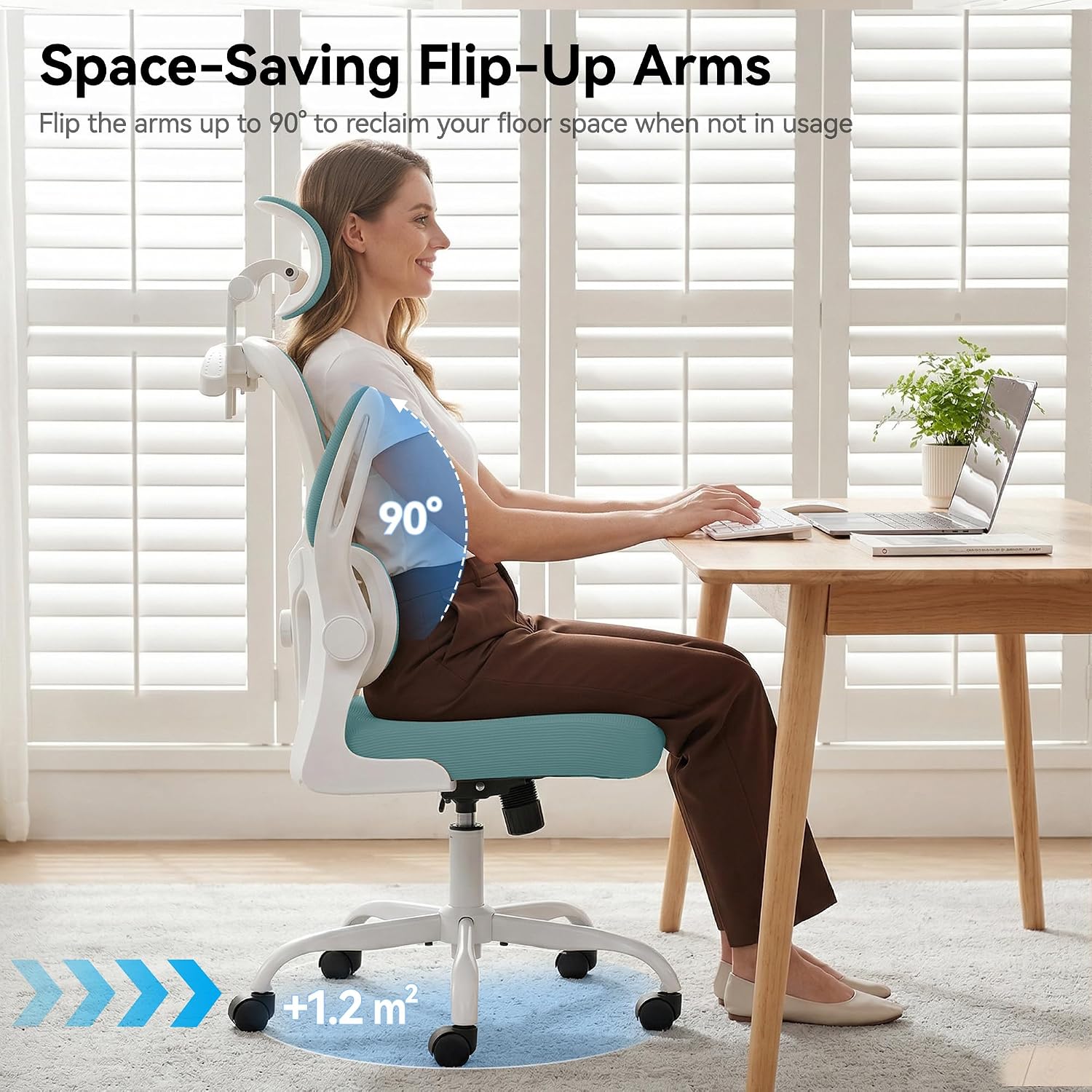 AreShark Office Chair Ergonomic Desk Chairs with Adjustable Lumbar Support& Headrest Hanger, High Back Breathable Mesh Chair with Wheels, Rolling Swivel Comfy Task Computer Chair for Home Work Gaming