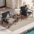 Sundale Outdoor 3 Pieces Patio Set Outdoor Metal Furniture Sets with 2 Armchairs and Side Table, Outdoor Single Sofa Set for Garden, Backyard, Porch, or Balcony, All-Weather Metal Chairs with Cushions
