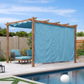 PURPLE LEAF 10' x 13' Pergola with Curtains Outdoor Retractable Pergola Patio Metal Shelter for Garden Porch Natural Wood Grain Frame Gazebo Modern Yard Grill Pergolas with Shade Canopy Turquoise Blue
