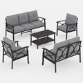 FansaFurn 5-Piece Outdoor Patio Furniture Set, Outdoor Metal Sectional Furniture with Cushions, Outdoor Conversation Seating Set with Coffee Table for Balcony, Garden, Deck, Backyard, Grey