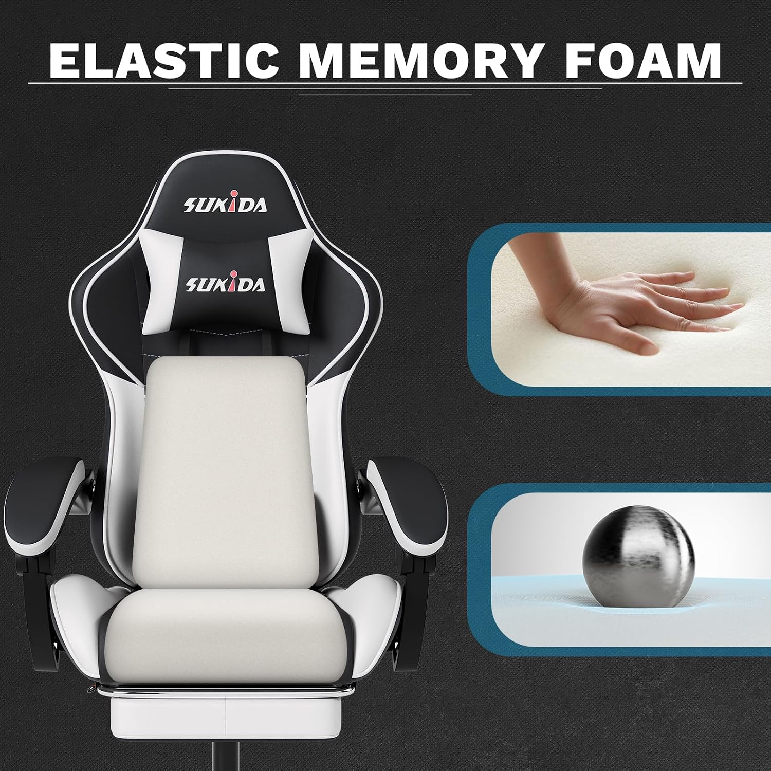 Ergonomic Video Gamer Chairs Gaming Computer Chair Gamer Chairs for Adults Massage Lumbar Support Swivel Height Adjustable Headrest Backrest