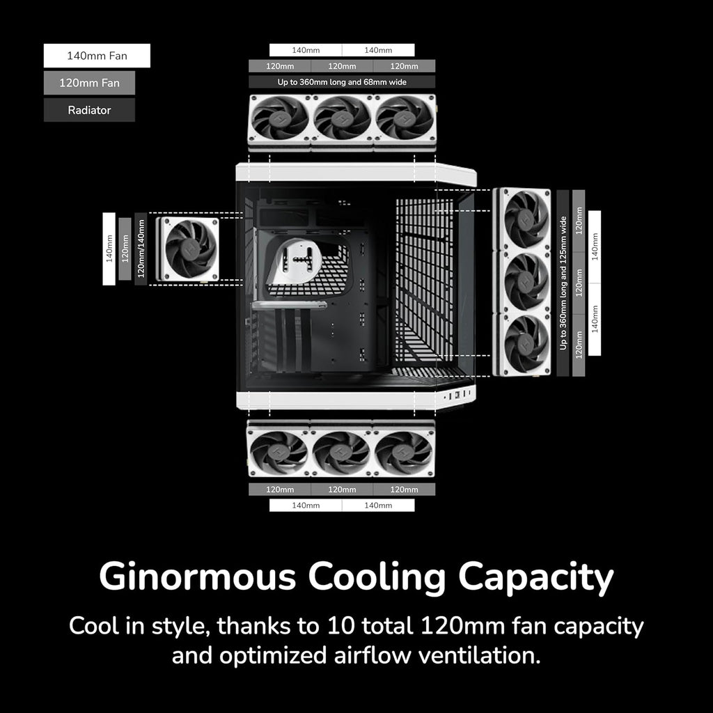Hyte Y70 Upgraded Modern Aesthetic Dual Chamber Panoramic Tempered Glass Mid-Tower ATX Computer Gaming Case with PCIE 4.0 Riser Cable Included, White (CS-HYTE-Y70-BW)