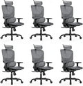 HUANUO Ergonomic Mesh Office Chair with 5-Level Lumbar Support, Computer Gaming Chair with Adjustable Headrest & Armrests, Rocking Tilt, Comfortable High Back Desk Chair for Home Office,6 Pack