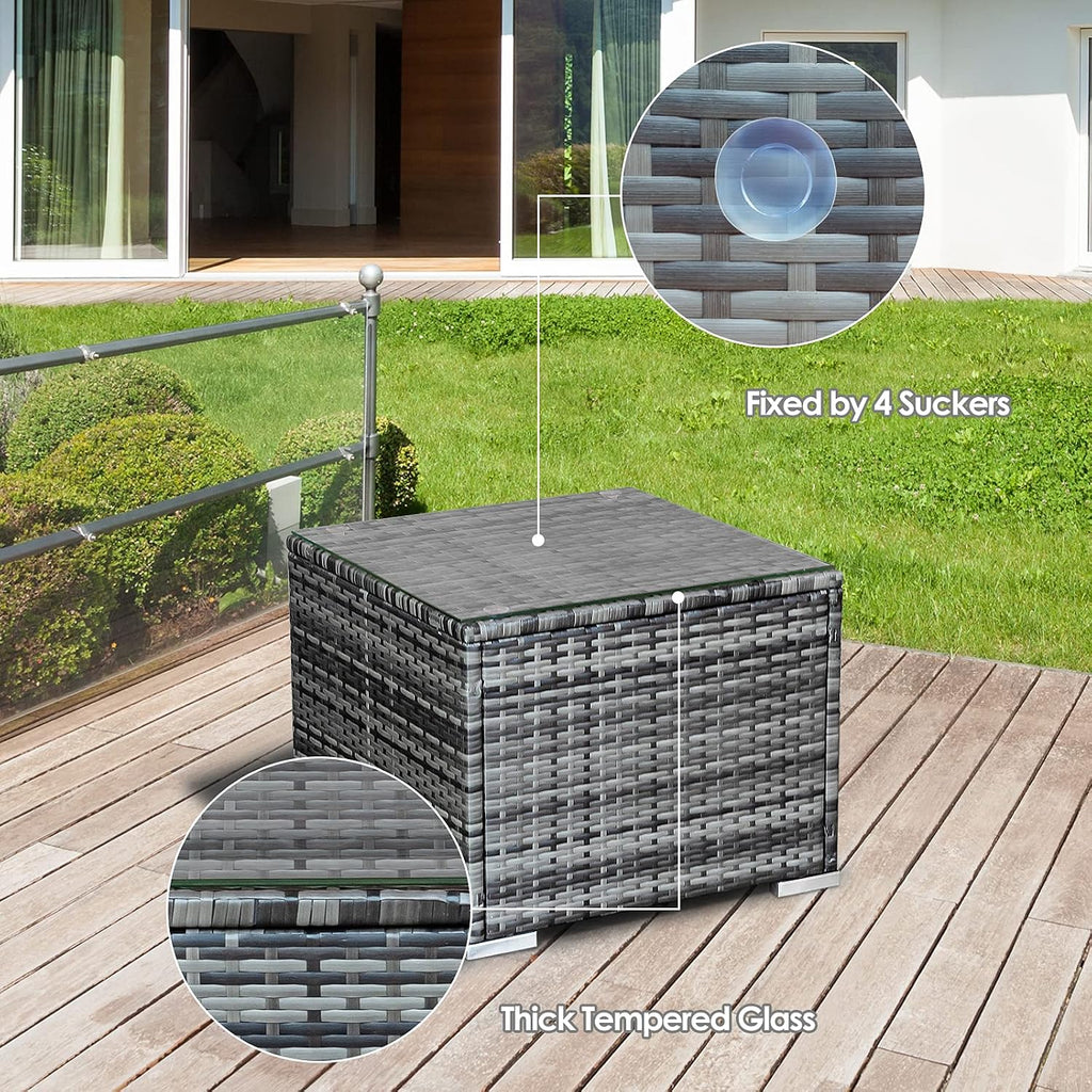 HAPPYGRILL 3 PCS Patio Conversation Set Outdoor Rattan Wicker Sofa Set with Coffee Table Patio Furniture Set with Soft Cushions for Balcony Porch Backyard Garden