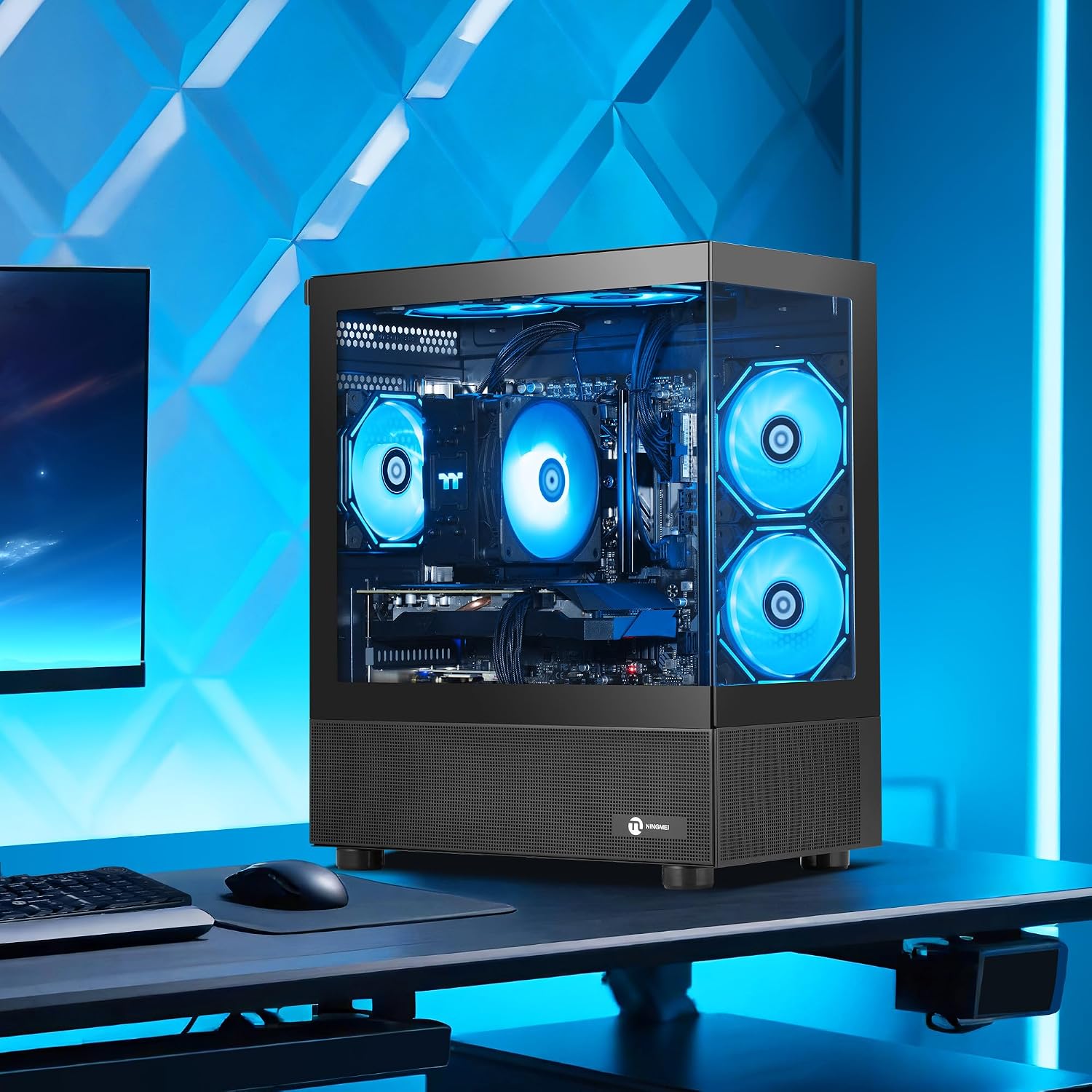 NINGMEI Gaming PC Desktop Computer,AMD Ryzen 5 5500 4.2 GHz,GeForce GTX 1660 Super 6GB,1TB NVMe SSD,16GB DDR4 3200MHz, Air Cooled Prebuilt,650W PSU,Windows 11 Home, Gamer PC, Black