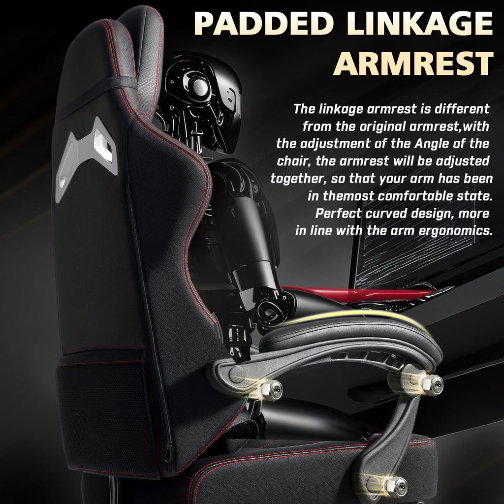 Big and Tall Gaming Chair with Massage and Pocket Spring Cushion,Gamer Chairs for Adults 400lb Weight Capacity, Video Game Chair with Headrest and Lumbar Support (Black)