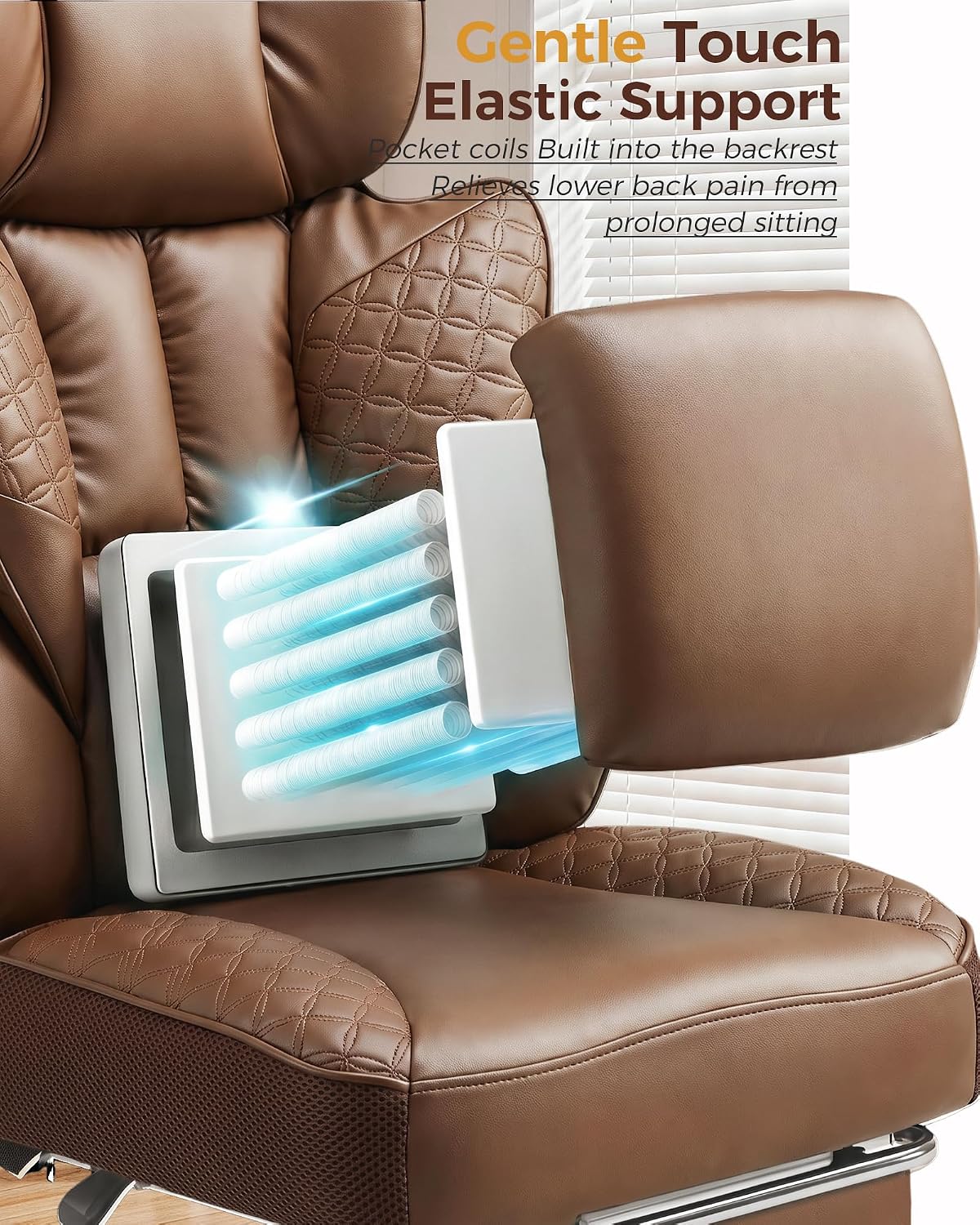COMHOMA Big and Tall Office Chair Heavy Duty Gaming Chair with Deluxe Embossing Leather High Back Wider Ergonomic Computer Chair with Foot Rest 150°Reclining Pocket Spring Lumbar Support