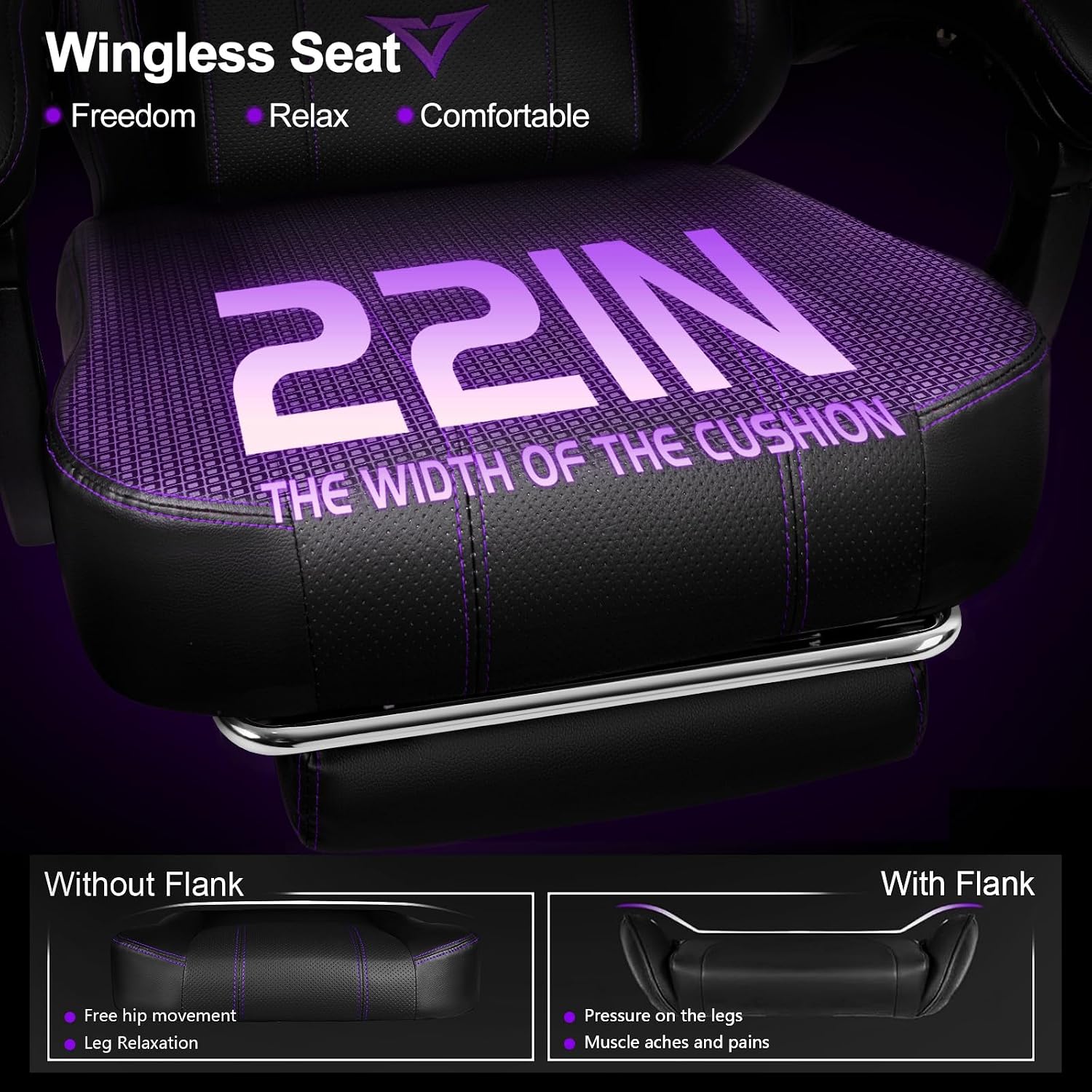 VITESSE Big and Tall Gaming Chair 400lb Weight Capacity with Footrest, Ergonomic Video Game Chair for Adults with Oversized Headrest and Lumbar Pillow, Computer Chair Gaming for Office (Black+Purple)