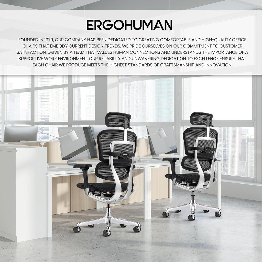 Ergohuman Eurotech ME7ERG GEN2 High Back Mesh Office Chair with Tilt Tension Control, Tilt Lock, Back Angle, Back Height, Synchro Tilt, Seat Height, Seat Depth, and Arm Height Adjustments, Black
