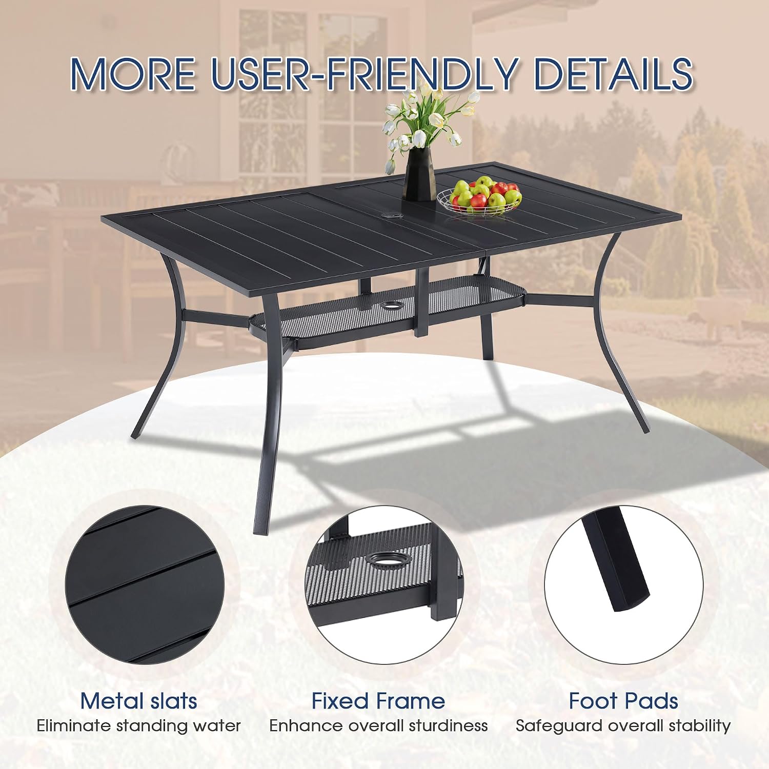 VICLLAX 7 Pieces Patio Dining Set, Patio Furniture Set of 6 Patio Swivel Dining Chairs and Rectangular Patio Table with Storage Shelf, Dark Charcoal Chairs & Black Tabletop