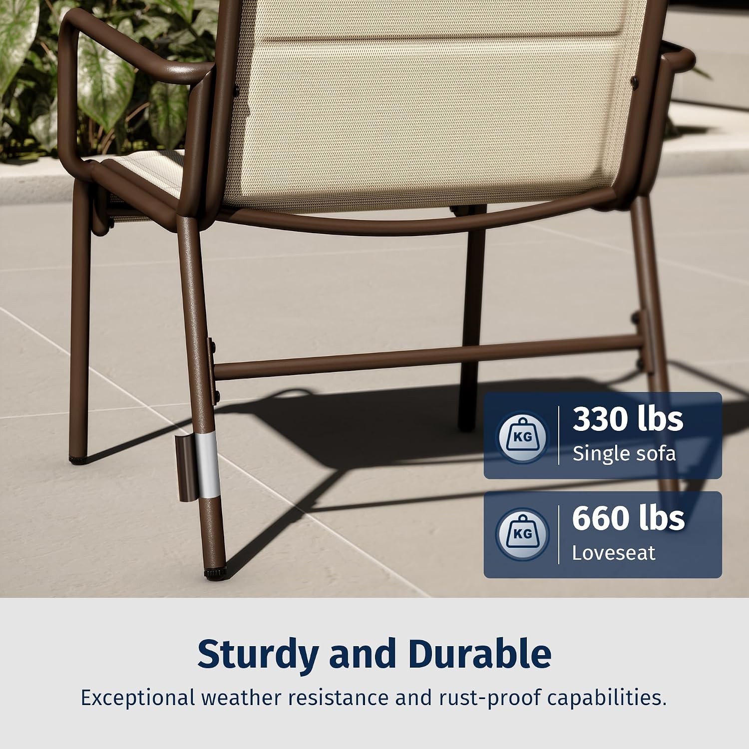 East Oak 4 Seats Outdoor Furniture Set, Waterproof Patio Furniture Set, Patio Loveseat with Coffee Table for Porch or Garden, 4-Piece Patio Conversation Sets for Balcony, Upgrade Beige
