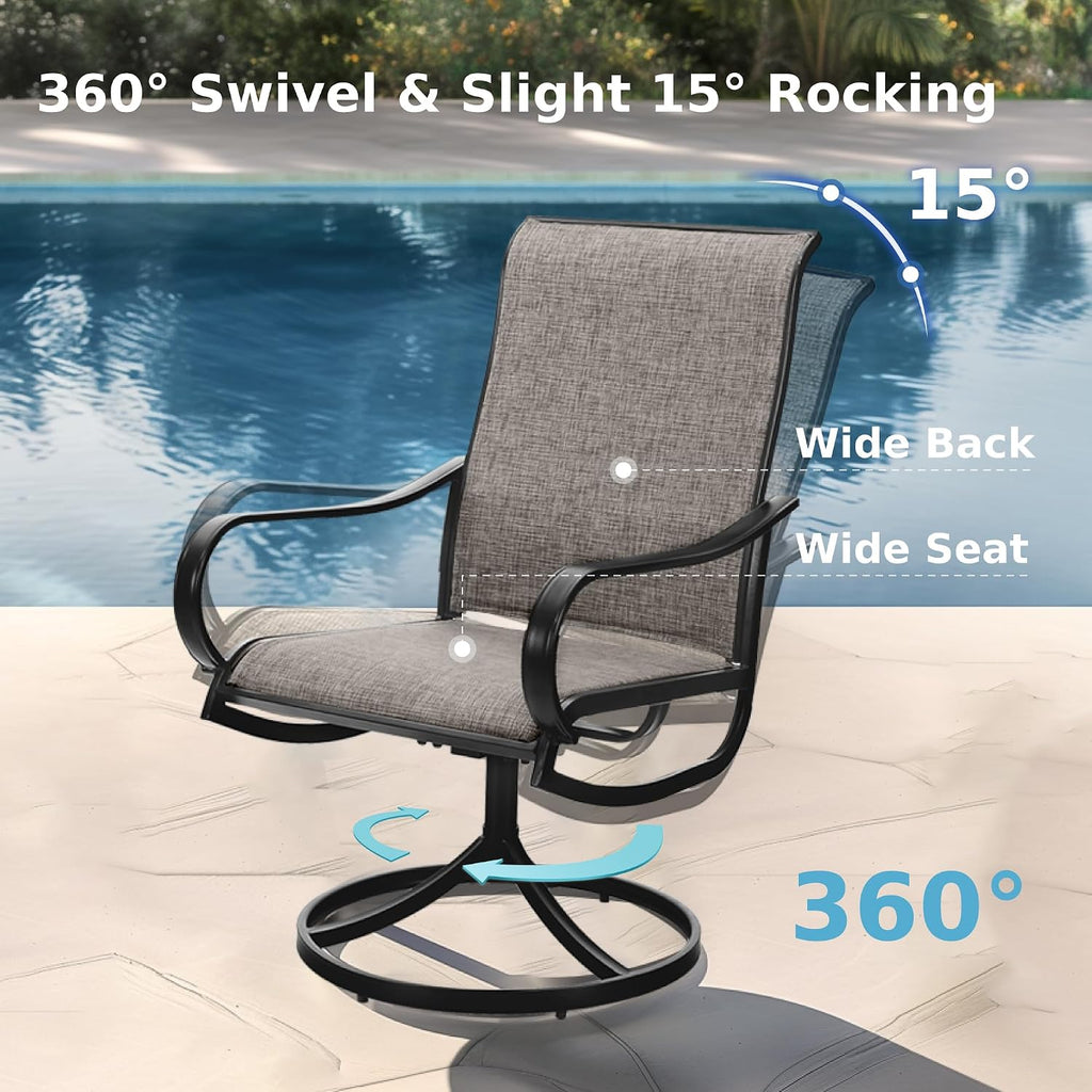 MFSTUDIO Patio Table and Chairs Set of 4, Patio Dining Set with Umbrella Hole, 5 Piece Outdoor Dining Set for Deck/Backyard/Poolside/Garden