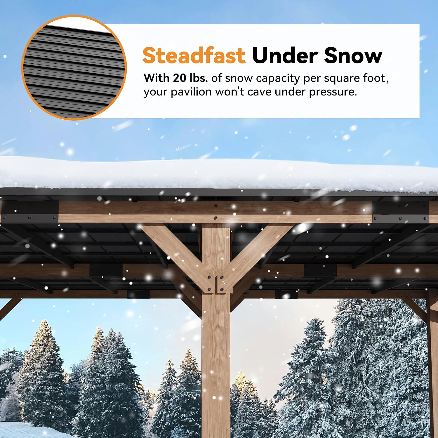 Modern Shade Supreme Cedar Wood Gazebo 20' x 20' with Hardtop Slope Roof, Wood Outdoor Carport Garage with Durable and Rot-Resistant, Supports Snow Loads and High Wind Speeds, Ideal for Backyard