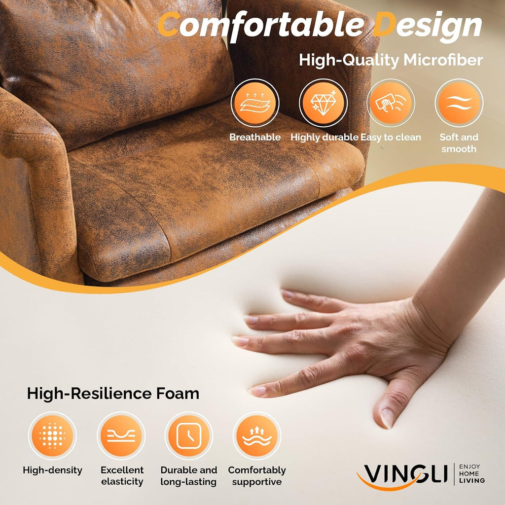VINGLI 100-130° Reclining Tall Office Chair with Foot Rest & Adjustable Armrests, Ergonomic Criss Cross Chair with Wheels & Headrest, Comfy Wide-Seat Gamer Chair for the Heavy, Microfiber, Vintage
