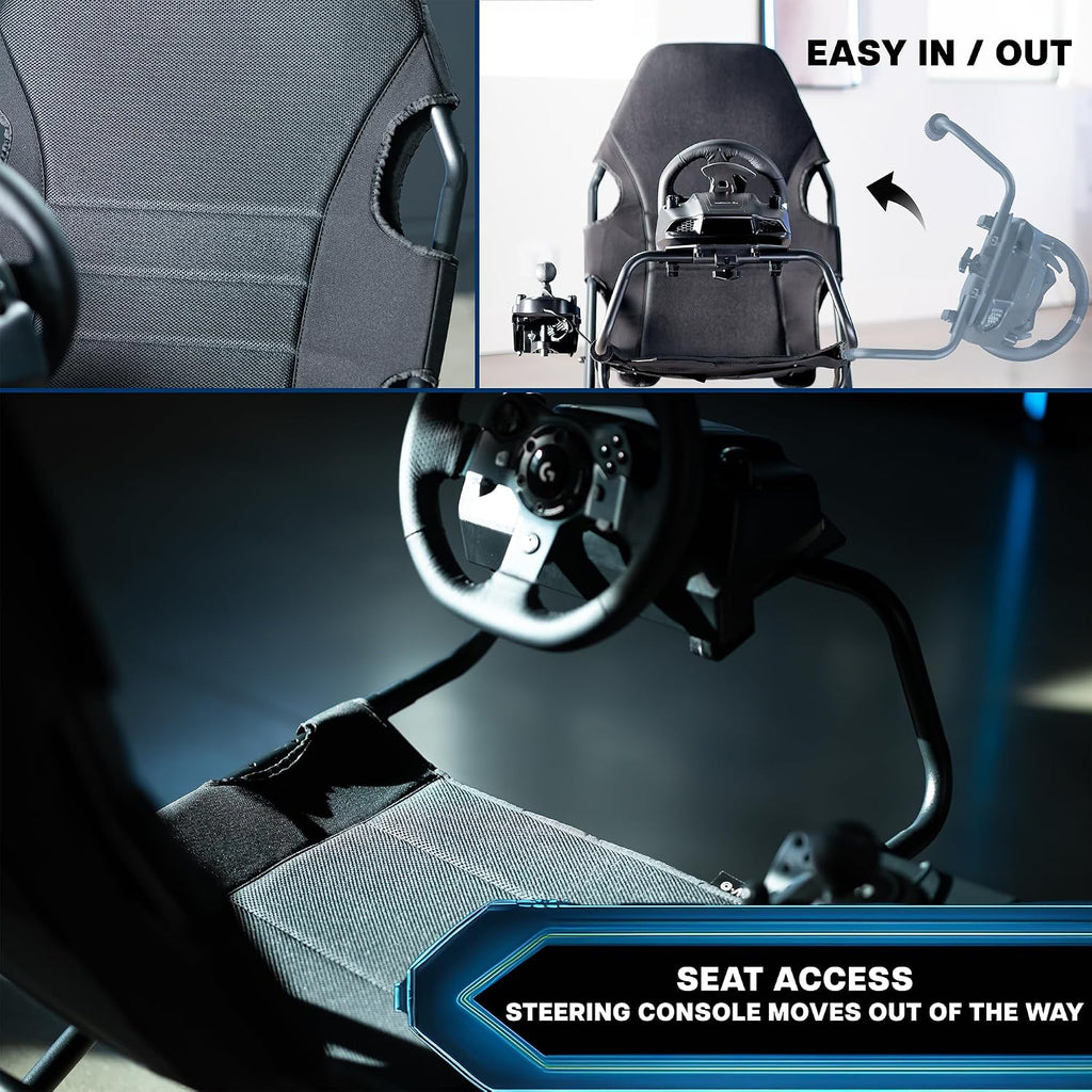 VIVO Foldable Racing Simulator Chair with Wheel Stand, Gear Mount, Cockpit and Frame Only, Fits Logitech, Thrustmaster, Fanatec, Compatible with Xbox One, PlayStation, PC Video Game, STAND-RACE2F