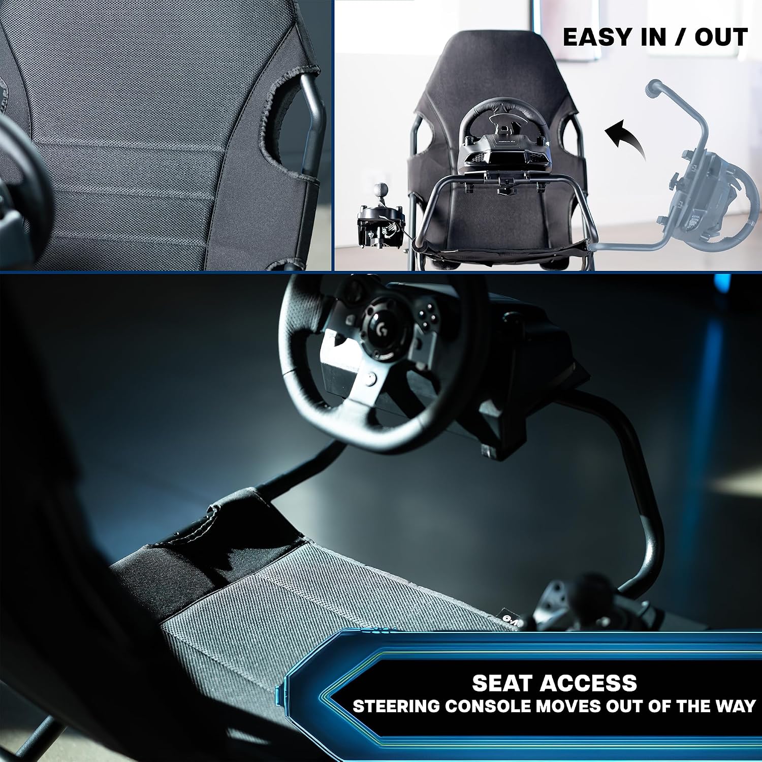 VIVO Foldable Racing Simulator Chair with Wheel Stand, Gear Mount, Cockpit and Frame Only, Fits Logitech, Thrustmaster, Fanatec, Compatible with Xbox One, PlayStation, PC Video Game, STAND-RACE2F