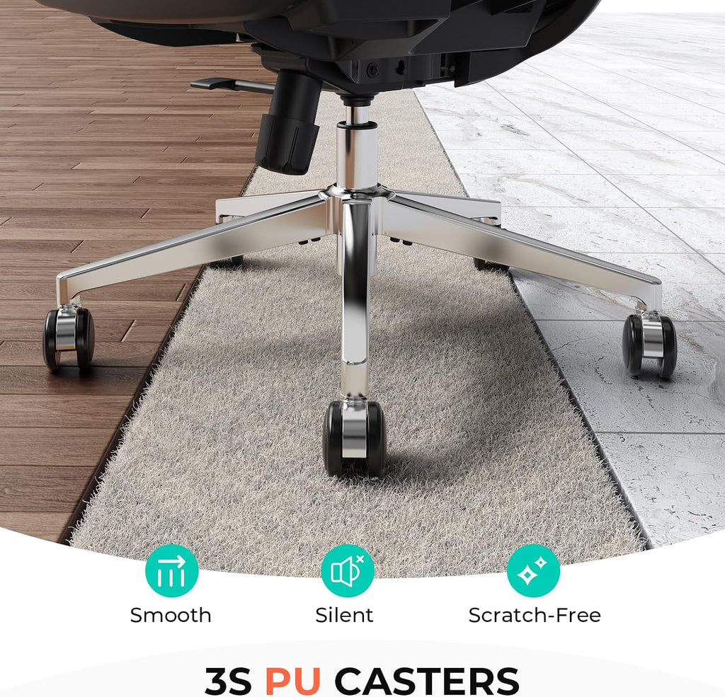 CAPOT Ergonomic Mesh Office Chair, Adjustable Lumbar High Back Desk Chair 400lbs, 4D Flip-up Arms, 3-Level Tilt Backrest, 3D Headrest, PU Wheels, Swivel Rolling Computer Seating for Long Desk Work