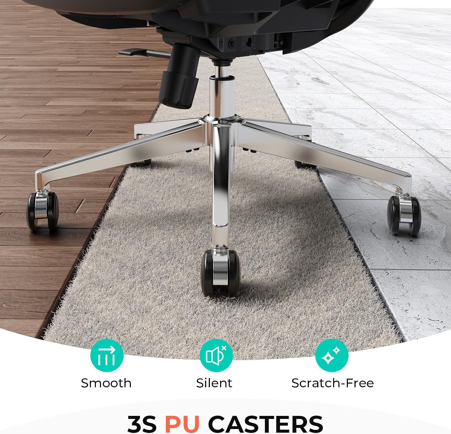 CAPOT Ergonomic Mesh Office Chair, Adjustable Lumbar High Back Desk Chair 400lbs, 4D Flip-up Arms, 3-Level Tilt Backrest, 3D Headrest, PU Wheels, Swivel Rolling Computer Seating for Long Desk Work