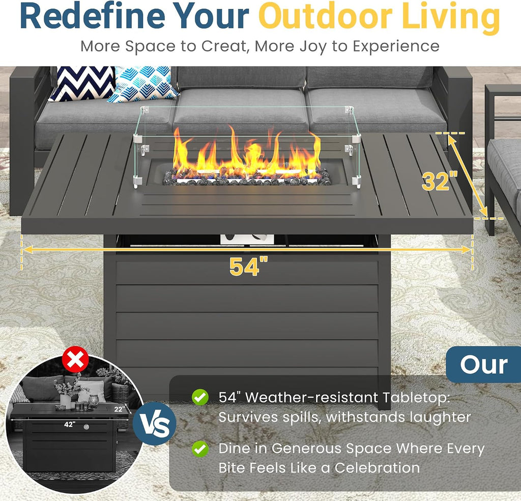 Solaste Aluminum Patio Furniture Set for All Weather, Oversized Metal Outdoor Furniture Set with 27.5' Deep Seating and 3.2' Wide Armrest, Outdoor Patio Conversation Sets with 10' Back Suport Cushion