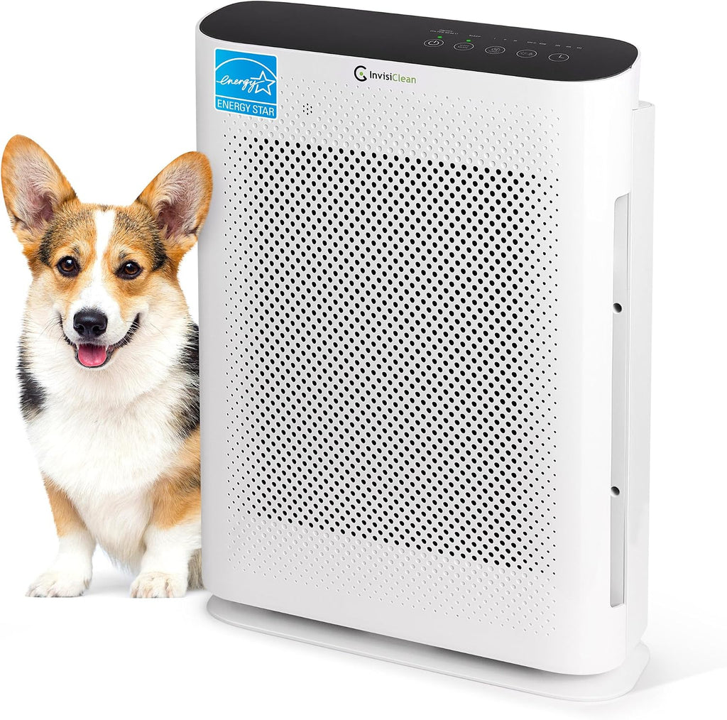 Air Purifier for Home Allergies & Pets | 4-in-1 H13 True HEPA Filter/Ionizer/Carbon + UV Light | Portable Air Purifiers for Large Room & Bedroom Odor Elimination - InvisiClean Aura II