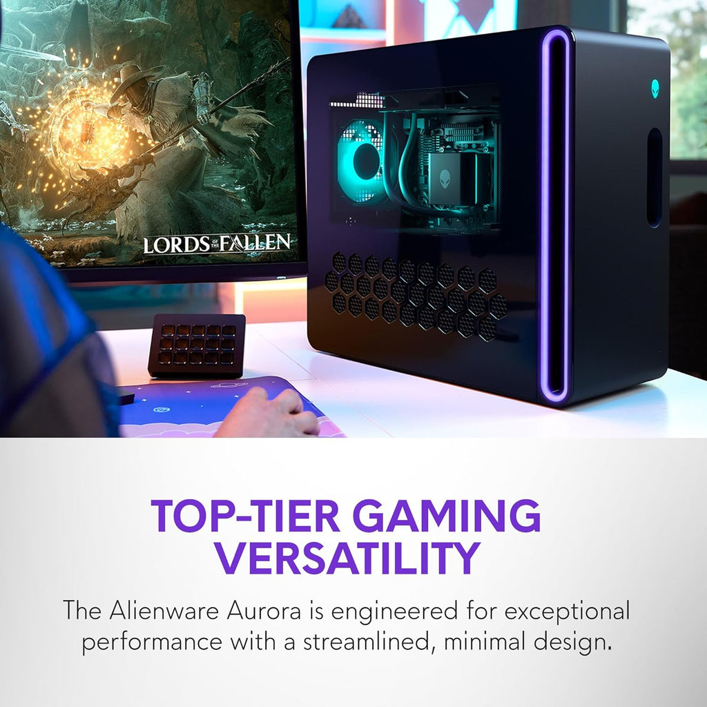 Alienware Aurora Gaming Desktop ACT1250 - Intel Core Ultra 7 265KF Processor, Liquid Cooled, NVIDIA GeForce RTX 5070, 32GB DDR5 RAM, 2TB SSD, 1000W Platinum Rated PSU, Windows 11 Home - Clear Panel