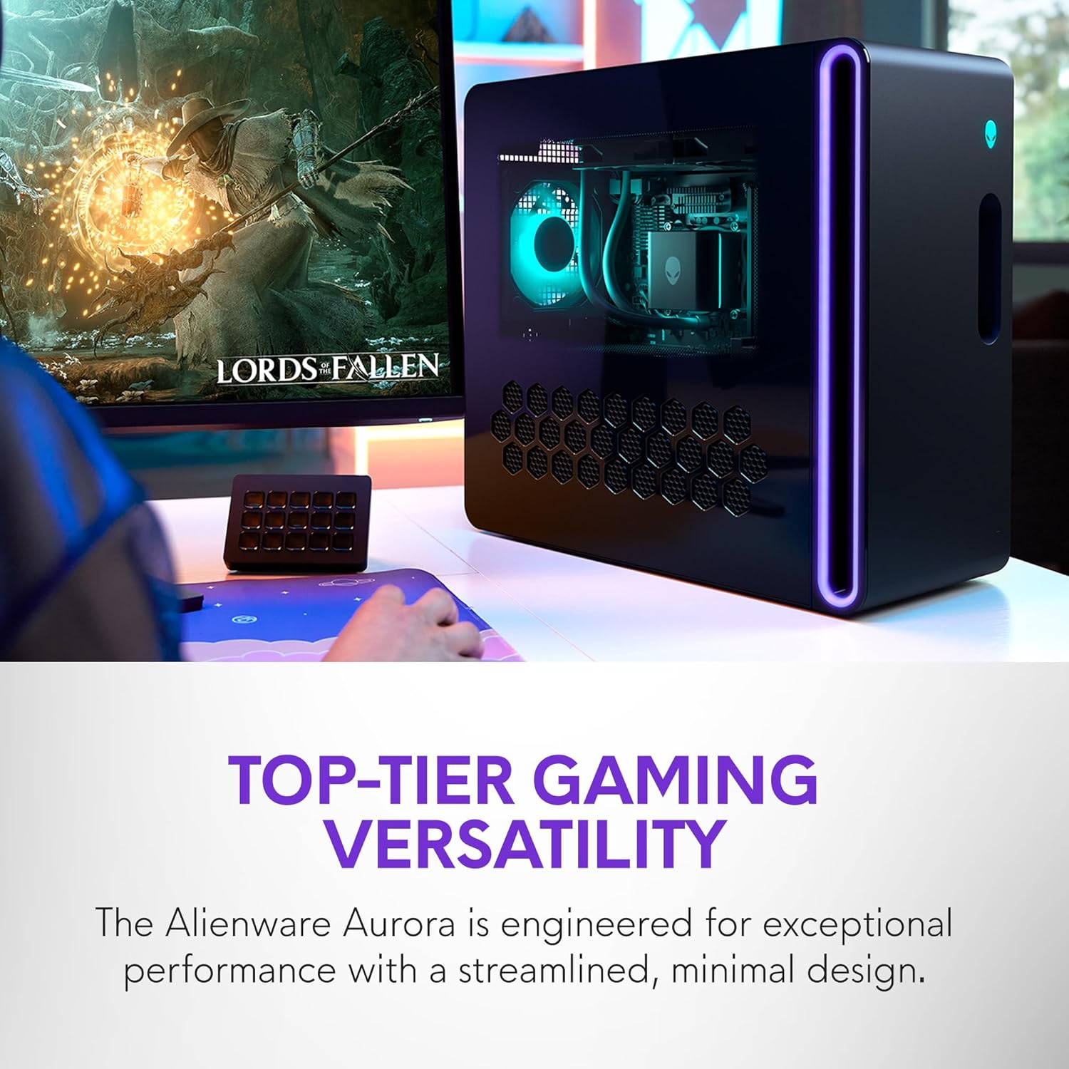Alienware Aurora Gaming Desktop ACT1250 - Intel Core Ultra 7 265KF Processor, Liquid Cooled, NVIDIA GeForce RTX 5070, 32GB DDR5 RAM, 2TB SSD, 1000W Platinum Rated PSU, Windows 11 Home - Clear Panel