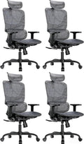 HUANUO Ergonomic Mesh Office Chair with 5-Level Lumbar Support, Computer Gaming Chair with Adjustable Headrest & Armrests, Rocking Tilt, Comfortable High Back Desk Chair for Home Office,4 Pack