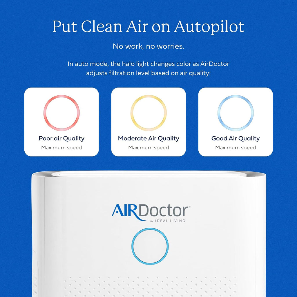AIRDOCTOR AD5500 Smart App Air Purifier. Cleans Whole Home, XL Rooms Up to 4172 ft2. Removes Allergens, Smoke, Dust, Mold, Pet Hair, Odors, Pollen. Hospital-Grade UltraHEPA, Premium Carbon Filtration
