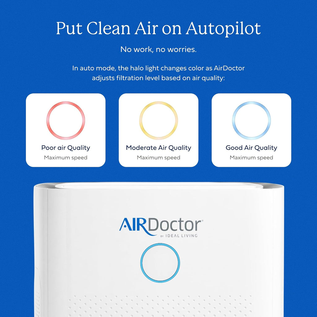 AIRDOCTOR AD5500 Air Purifier. Cleans Whole Home, Extra Large Rooms Up to 4172 ft2. Removes Allergens, Smoke, Dust, Mold, Pet Hair, Odors, Pollen. Hospital-Grade UltraHEPA & Premium Carbon Filtration
