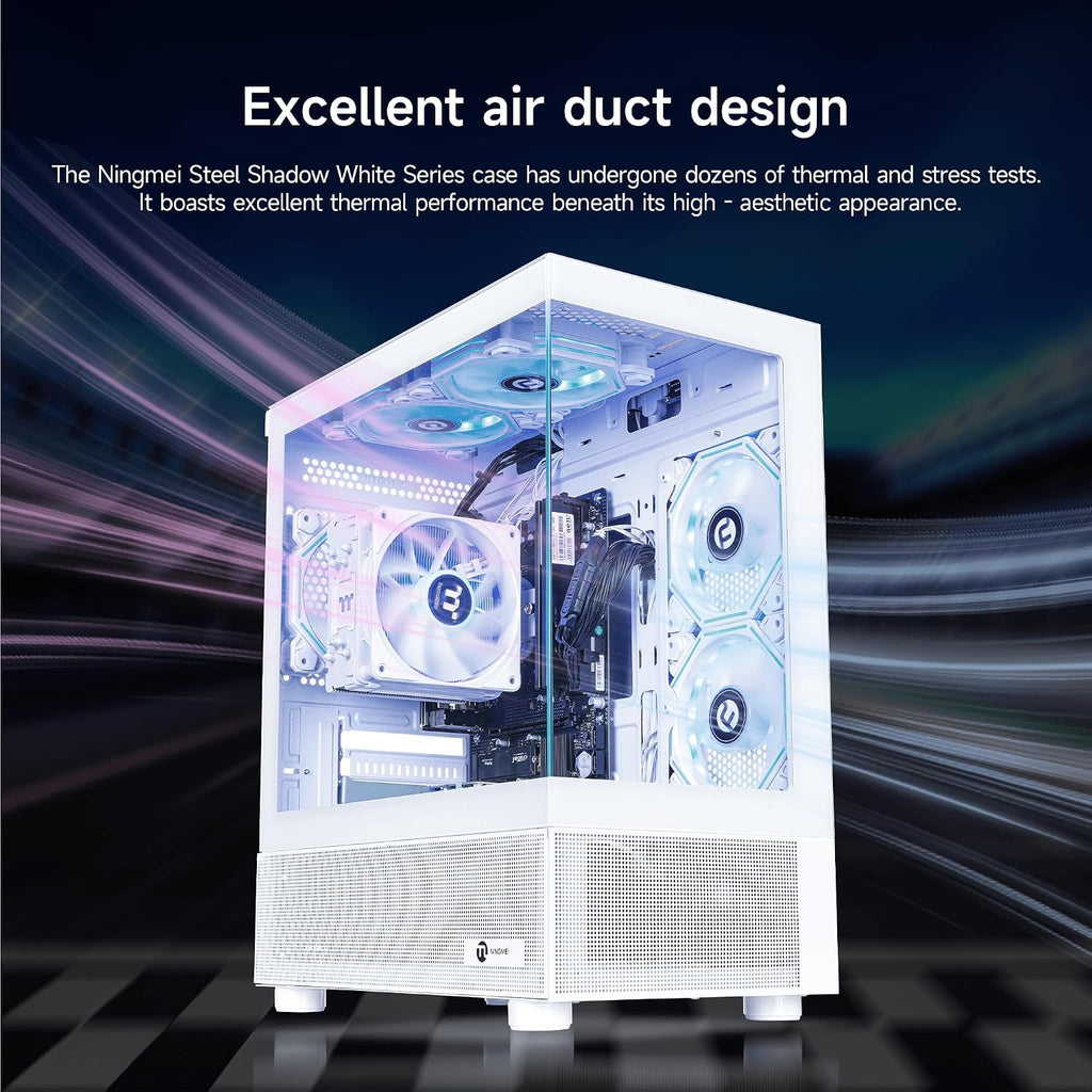 NINGMEI Soul Gaming PC Desktop,AMD Ryzen 7 5700G 8 core 3.8GHz(up to 4.6GHz),AMD Radeon Vega Graphics,16GB DDR4 RAM 3200MHz,1TB NVME SSD,550W PSU, Windows 11 Home 64-bit.