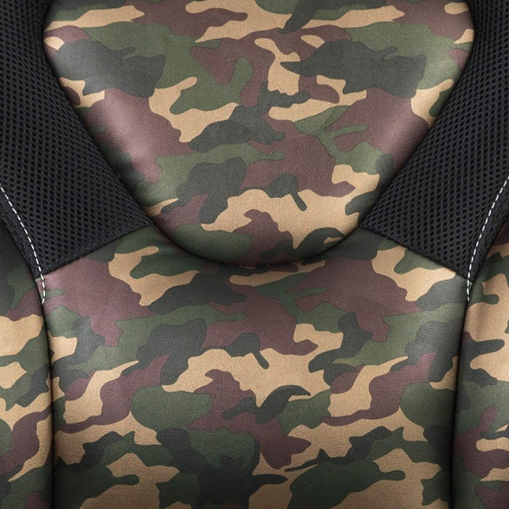 Flash Furniture Gaming Desk and Camouflage/Black Racing Chair Set /Cup Holder/Headphone Hook/Removable Mouse Pad Top - 2 Wire Management Holes